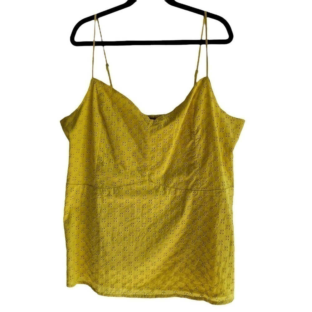 NWT Lane Bryant Classic V-Neck Babydoll Eyelet Cami, Mustard Yellow, Size